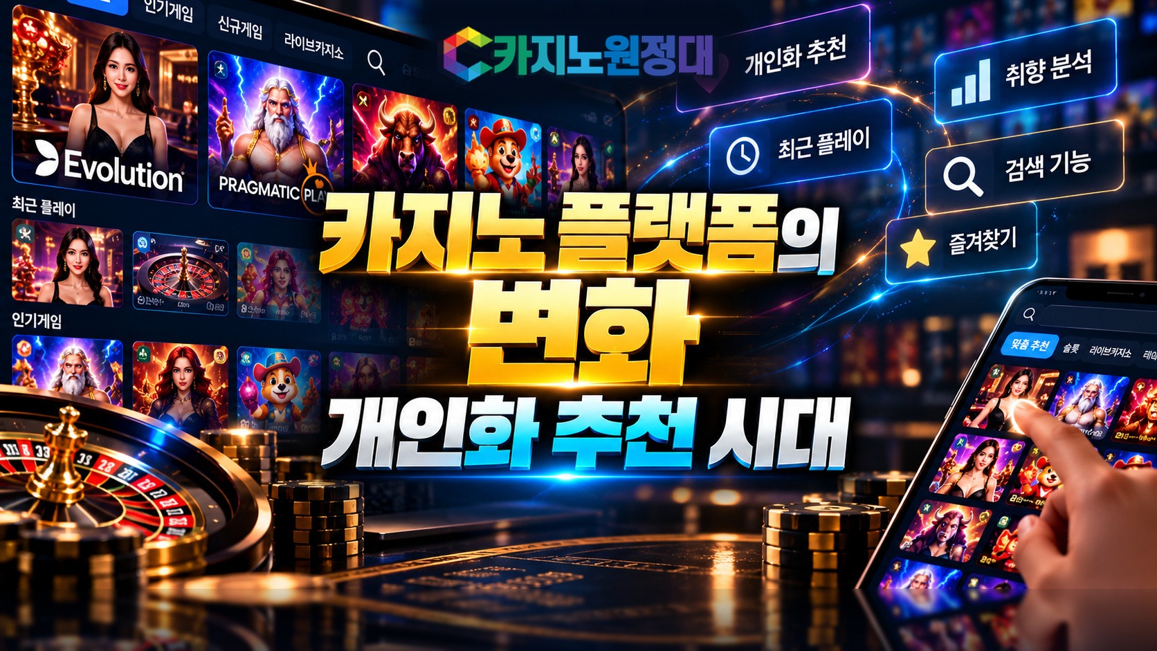 온라인카지노 플랫폼의 변화와 게임 목록에서 개인화 추천 중심으로 발전하는 카지노 로비